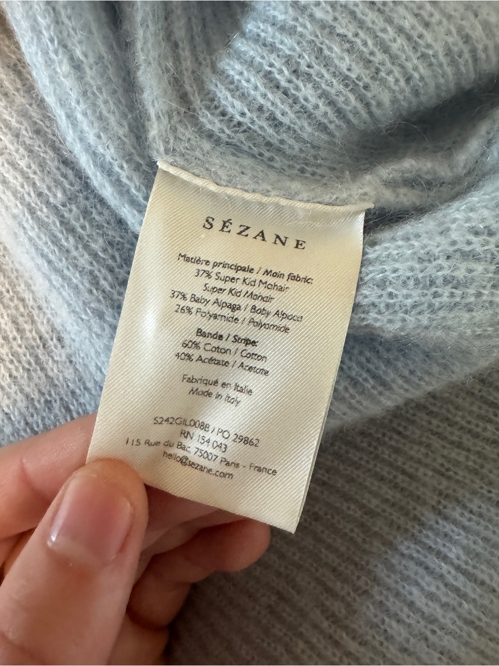 Sezane gaspard light blue cardigan sweater in mohair and alpaca size medium - Picture 6 of 6